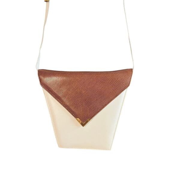 Vintage Michael Rome for M. Fine Italy Geometric Two-Tone Leather Shoulder Bag - Picture 1 of 9